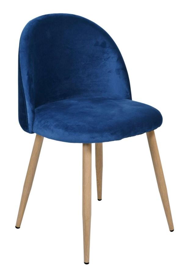 CHAISE ALYA VELOURS/BOIS BLEU X2