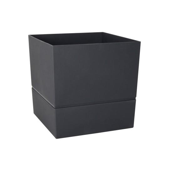 Pot carre 25cm aquaduo 9l gris anthracite