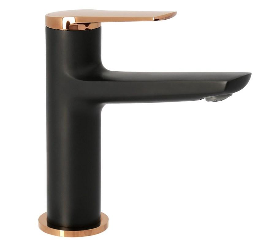 MITIGEUR LAVABO KAITO NOIR ROSEGOLD