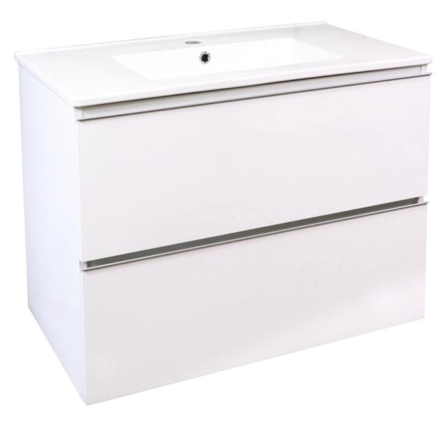Meuble Trendy Blanc Brillant 2 Tiroirs - 80cm