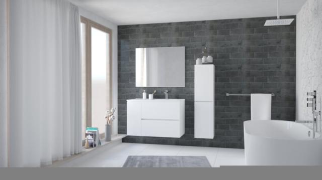Meuble Trendy Blanc Mat 2Tiroirs 1Porte - 90cm