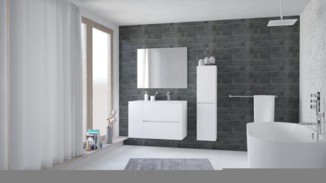 Meuble Trendy Blanc Mat 2Tiroirs 1Porte - 90cm