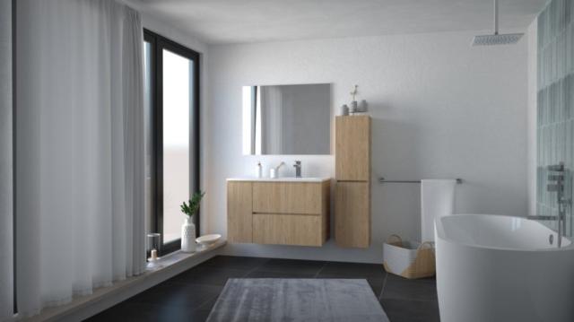 Meuble Trendy 90cm Bois 2tiroirs 1Porte - Ayor