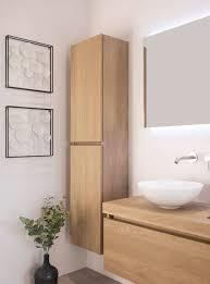 Colonne de Salle de Bain Trendy 2 Portes Bois Naturel - 30 cm