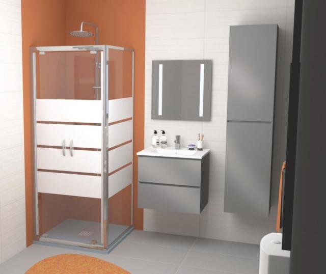 Colonne de Salle de Bain Trendy Gris Mat 2 Portes  