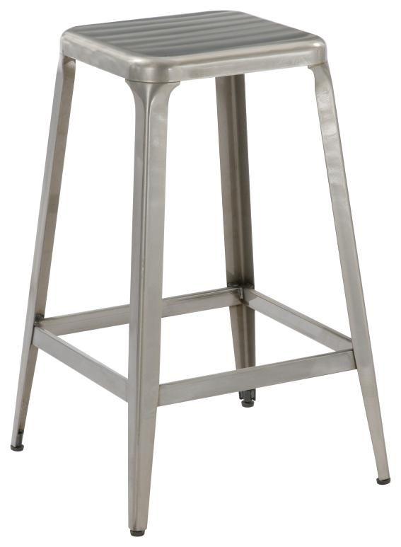 TABOURET DE BAR CHARLY EN ACIER GRIS 44X44X66CM