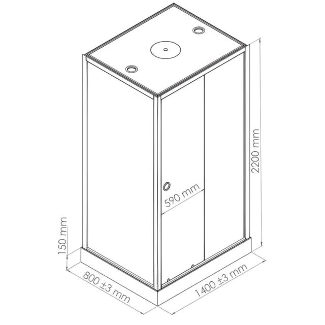 CABINE GONEA 140X80CM NOIR MAT