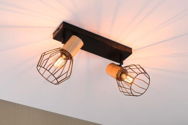 Spot Lanka max.2x20W E14 230V noir/bois