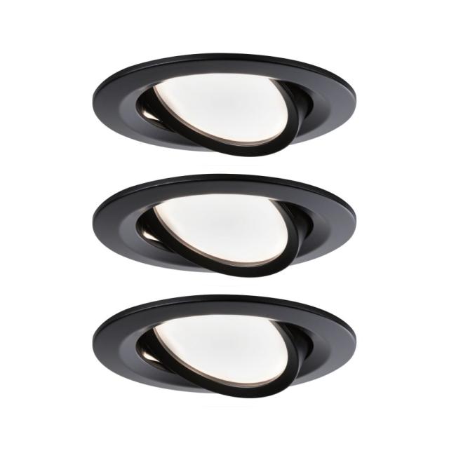Encastré Nova orientable 50° D.84mm Coin x3 6W 470lm 2700K alu noir 230V