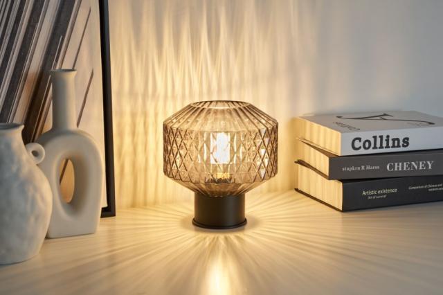 Pauleen Lampe à poser Gleaming Smoke max20W E27 verre verre fumé noir 230V