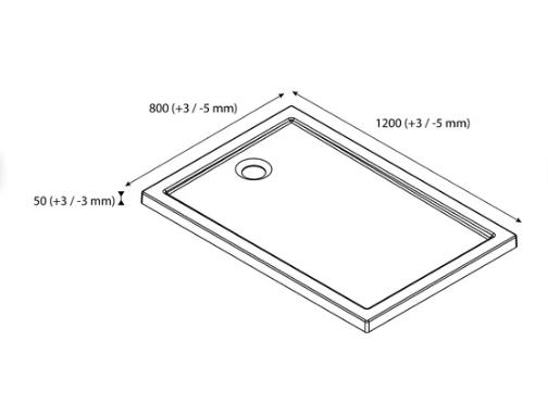 Receveur de Douche Standard Acrylique Blanc - L.120 x l.80 cm