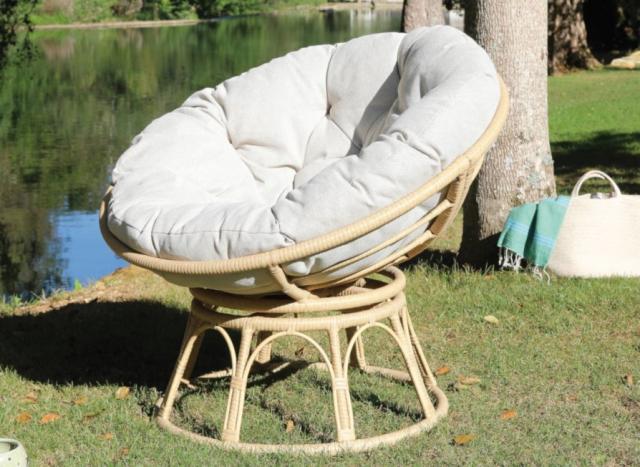 Fauteuil Love Pivotant en Alu/Résine Nature-Beige 