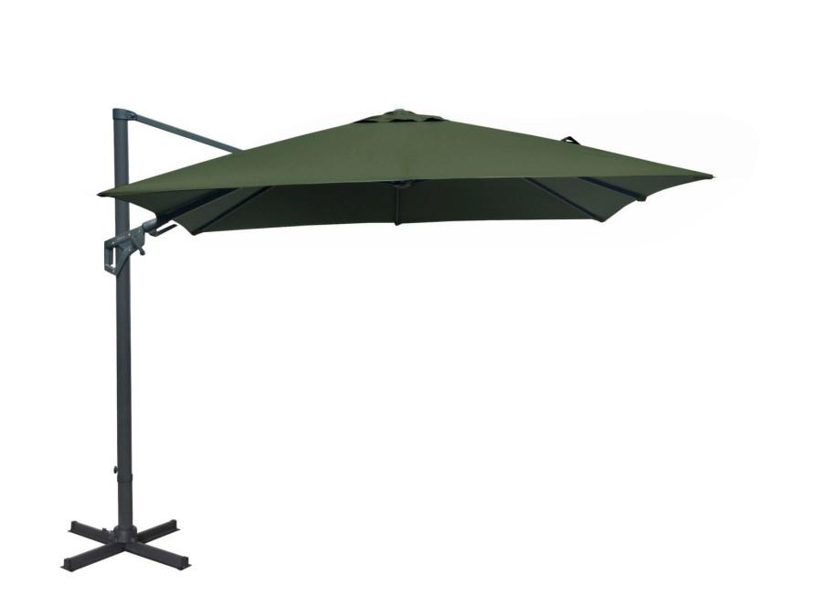 Parasol Aluminium Déporté NH Inclinable Avec Manivelle Vert - 3x3 M