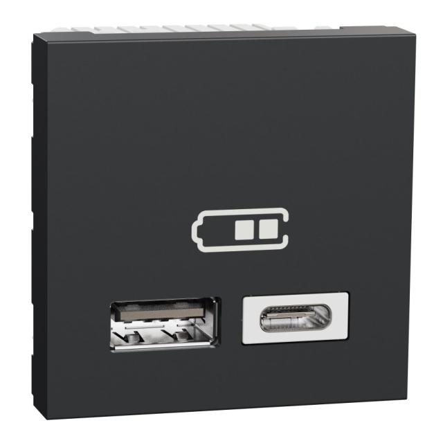 Chargeur USB double 2.4A Anthracite