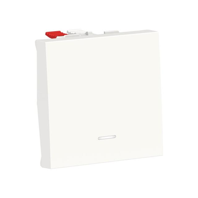 Poussoir lumuneux local 10A 2module Blanc