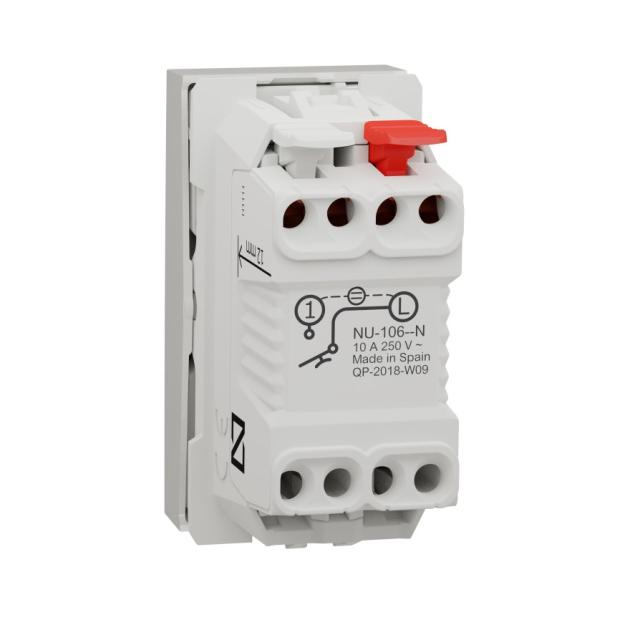 Poussoir lumuneux local 10A 1module Blanc
