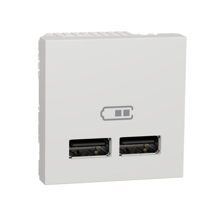 Chargeur double USB A+A 2,1A 2module Blanc