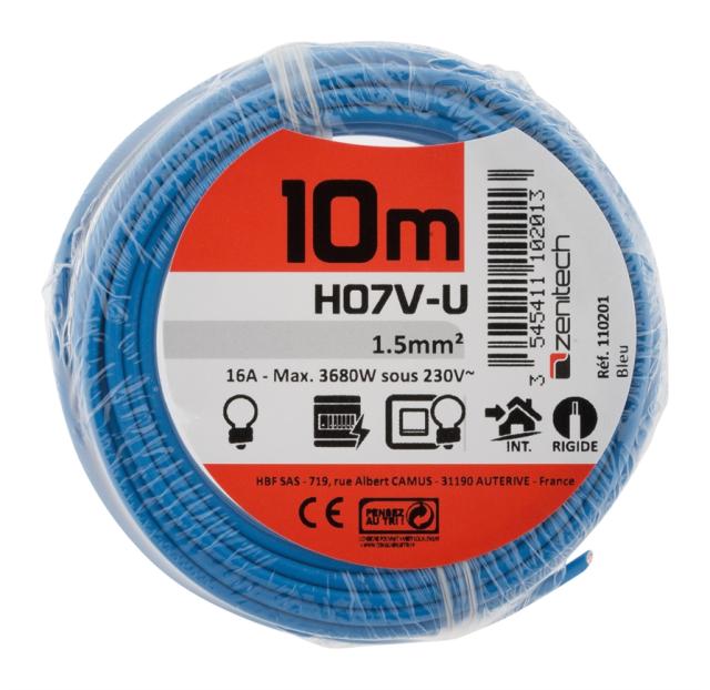 CABLE HO7VU 1.5 BLEU 10M