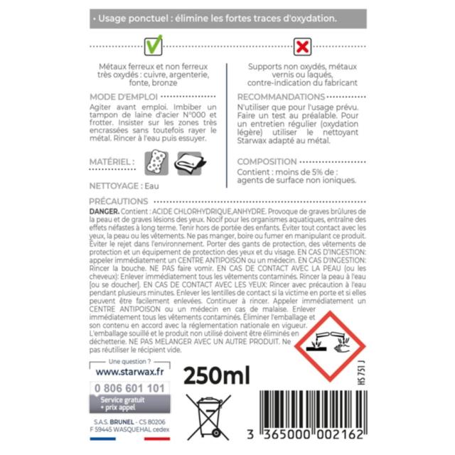 Désoxydant pour Métaux 250ml - STARWAX
