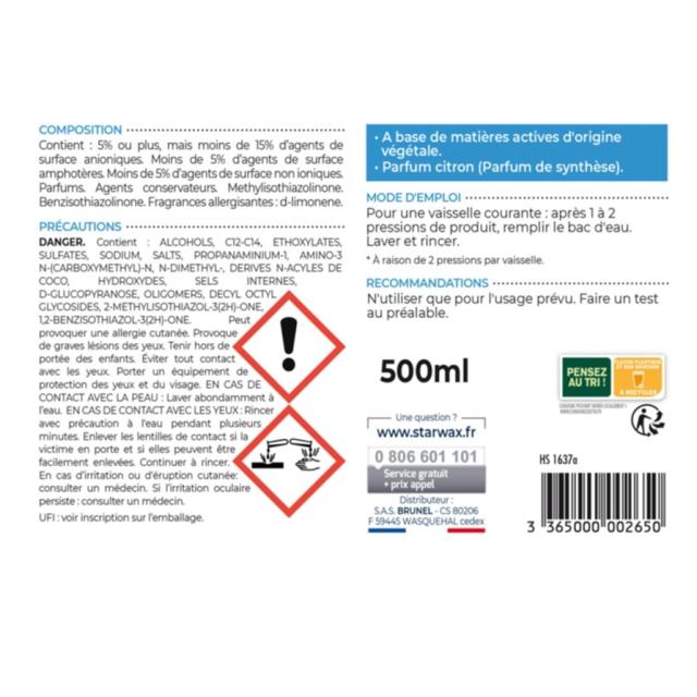 Gel Vaisselle Concentré 500ml - STARWAX