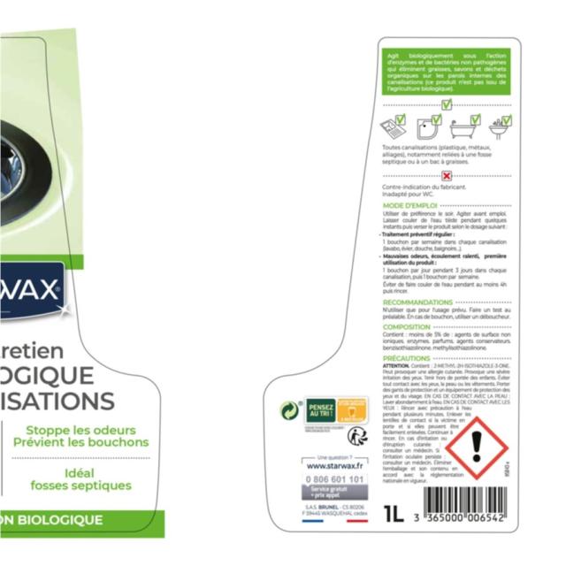Entretien Biologique pour Canalisations 1L - STARWAX