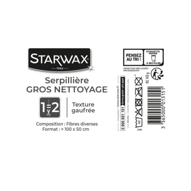 serpillère gaufrée écrue pour tous types de sols - STARWAX