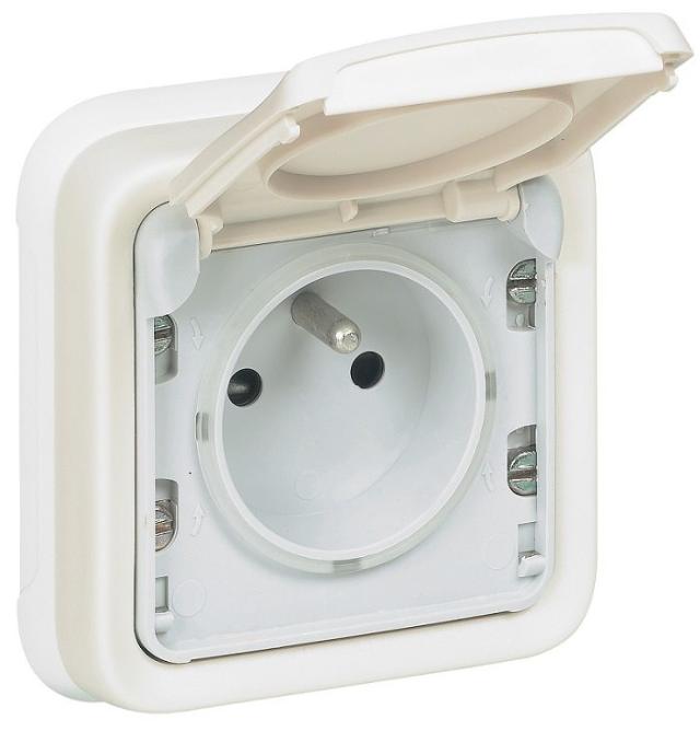 Prise de courant et volet de protection IP55 plexo complet encastré blanc - LEGRAND