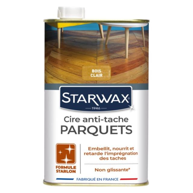 Cire Starlon Anti-Tâche pour Parquets Cirés Bois Clair 1L - STARWAX 