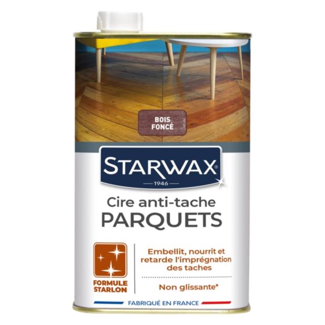 Cire Starlon Anti-Tache pour Parquet Cirés Bois Foncé 1L - STARWAX