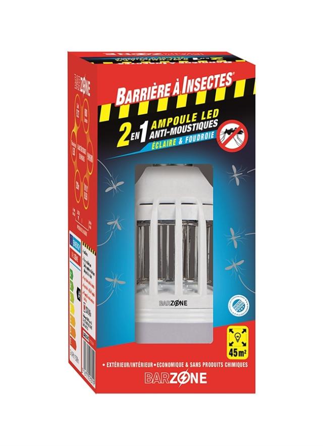 BARZONE Ampoule LED anti-moustiques 2 en 1 - Étui 1 ampoule