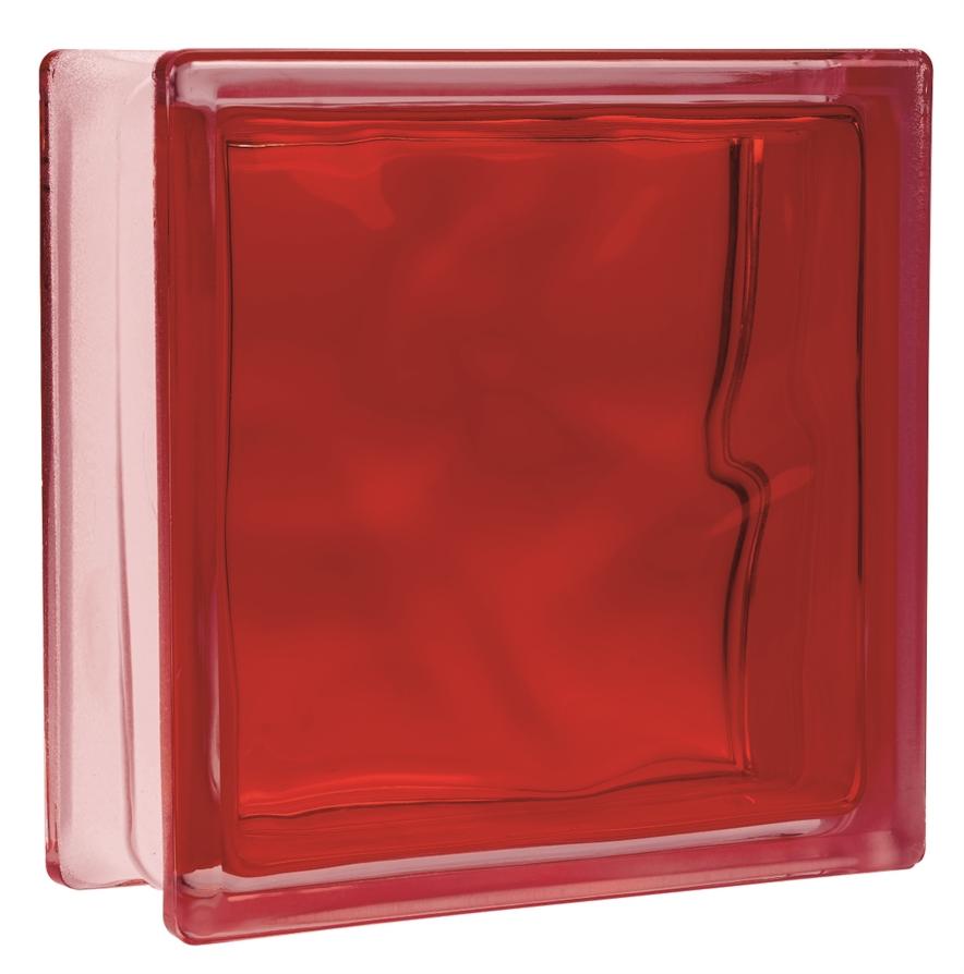 Brique de verre Brilly rouge 19x19x8cm - VITRABLOK