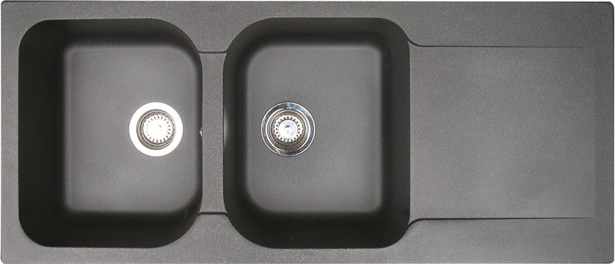 Évier composite Stik 2 cuves, évier et vidage noir