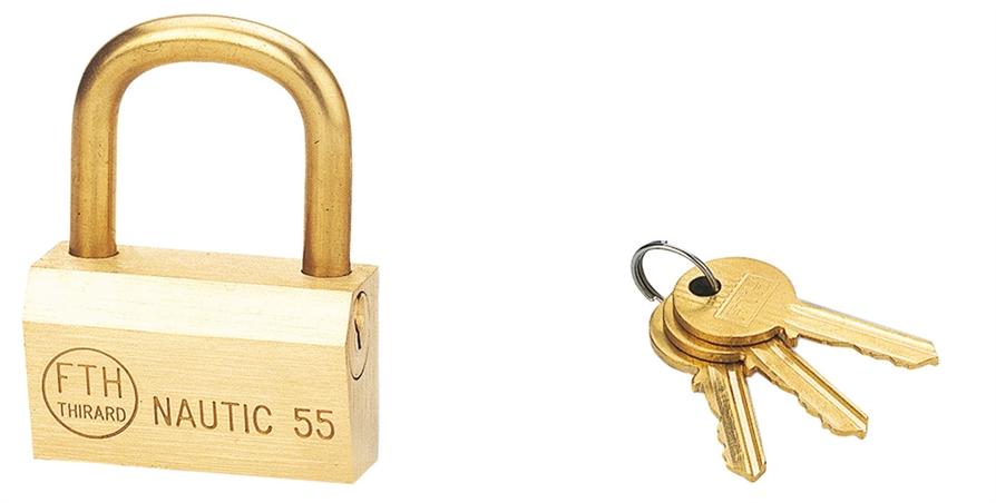 cadenas de sûreté nautic 68 55 mm 3 clés laiton - THIRARD