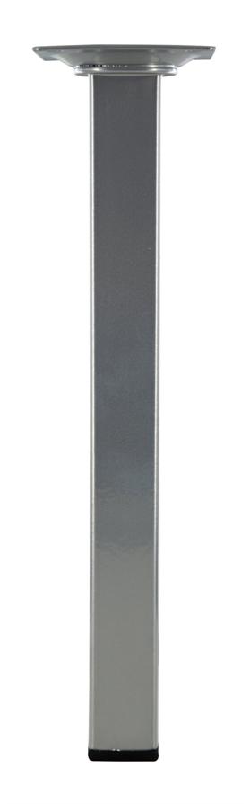 Pied carré 25x25mm Acier époxy gris alu H.250mm