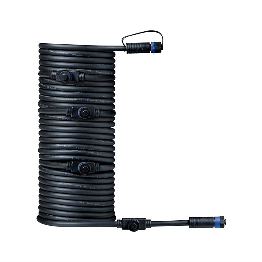 Câble connection Plug & Shine IP68 10m noir 5 prises - PAULMANN