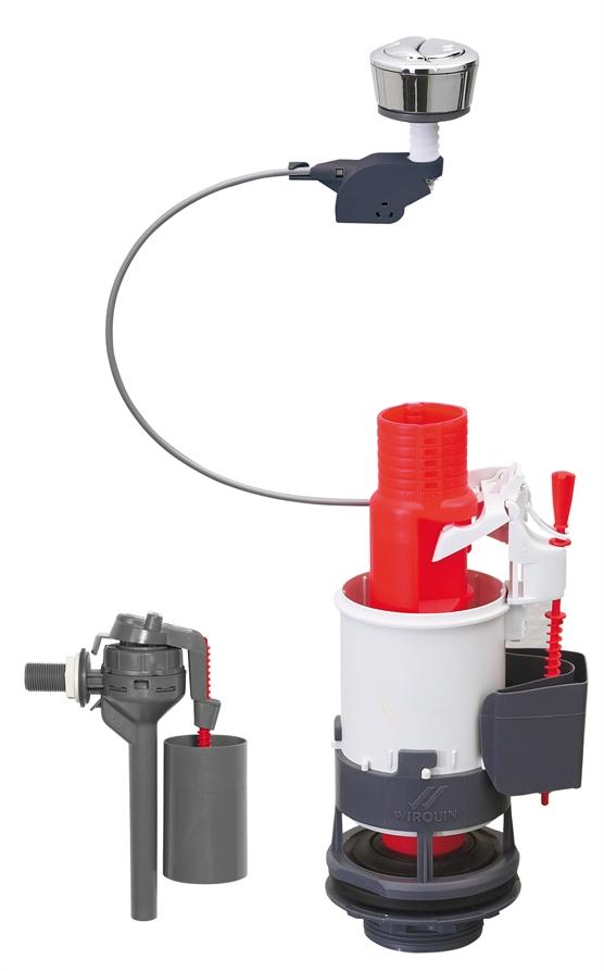 Ensemble complet de chasse d''eau double poussoir à câble, robinet flotteur servo-valve compact