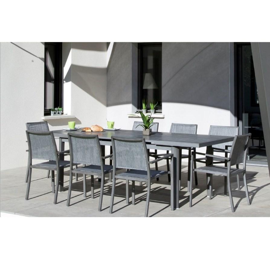 Table de Jardin Extensible LUPIN en Aluminium Gris  - 180/240x100cm 
