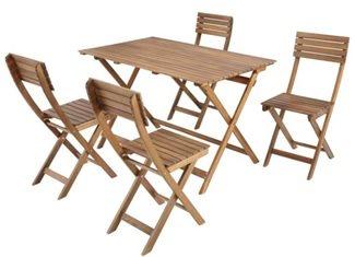 Ensemble table de jardin et chaises 4 places Cuatro 108,5x72x74cm eucalyptus - INVENTIV