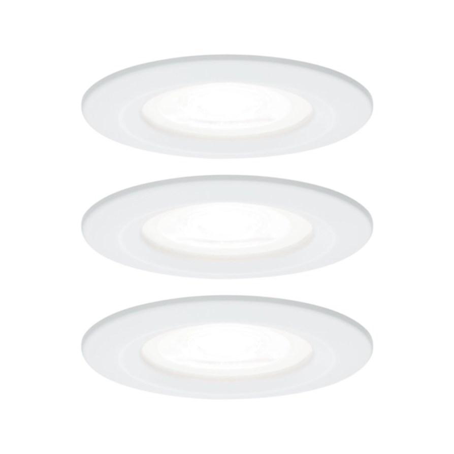 3 Spots LED encastrés Nova IP44 6,5W 4000K 230V GU10 Blanc dépoli/Alu zinc
